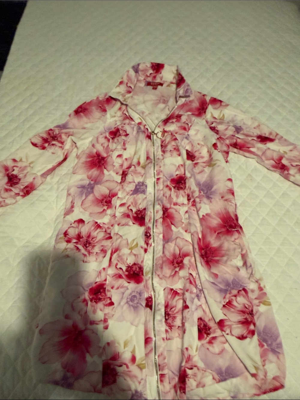 Floral Zip-Front Women's Robe - Pink & Lavender